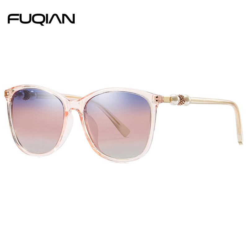 Fashion Square Frame Pearl Temple Polarized Women Female Driving Sunglasses